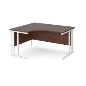 image of Office Desk Left Hand Corner Desk 1400mm Walnut Top With White Frame 1200mm Depth Maestro 25 MCM14ELWHW