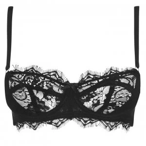 Figleaves Pulse Eyelash Lace Balcony Bra - Black