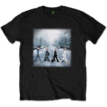 Image of The Beatles - Abbey Christmas Unisex Large T-Shirt - Black
