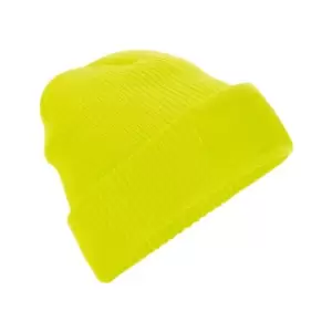 image of Beechfield Adults Thinsulate Printers Beanie (One Size) (Fluorescent Yellow)