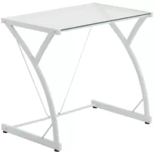 image of Glass Top Computer Desk - White - Harbour Housewares