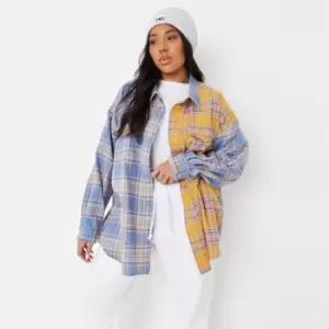 image of Missguided Plus Spliced Checked Shirt - Multi