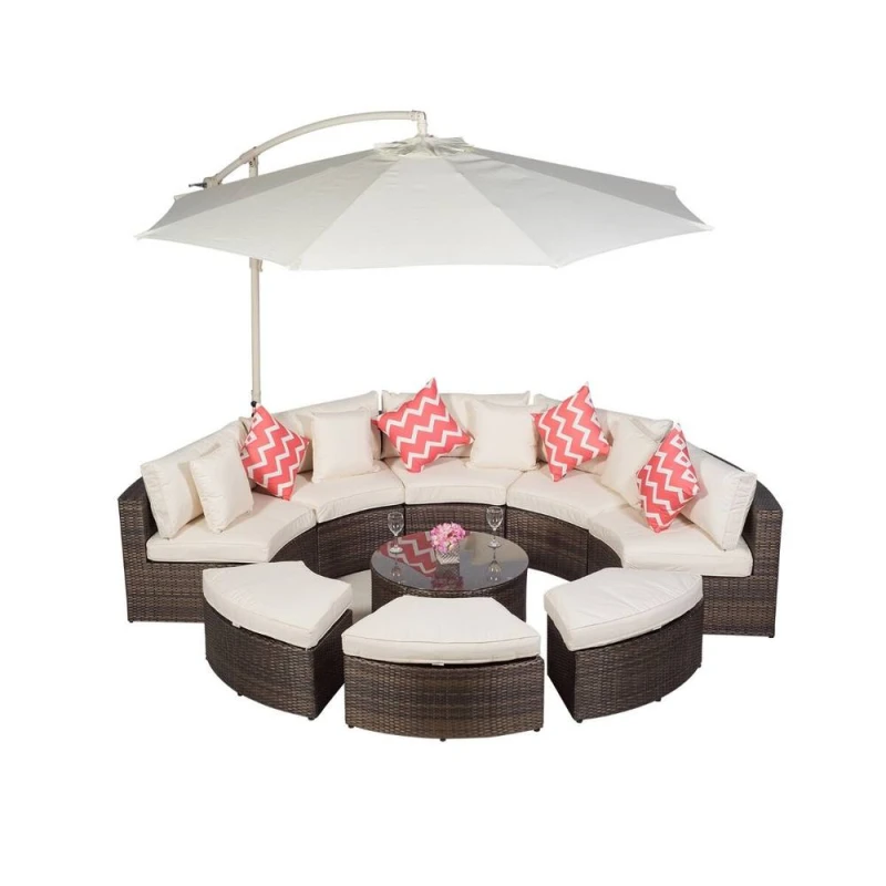 Image of Thats Furniture Monaco Luxury Large Rattan Garden Sofa Set in Brown Brown Unisex