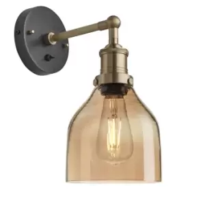 Image of Industville Brooklyn Tinted Glass Cone Amber Wall Light / 6" Pewter Holder