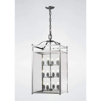 Image of Aston pendant lamp 12 bulbs chrome polished / glass
