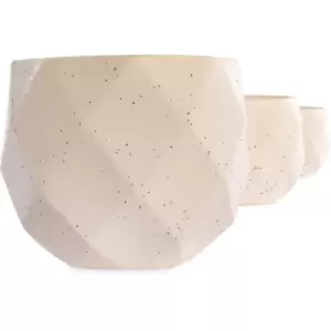 Image of Geometric Plant Pots - Set of 3 White M&W - White
