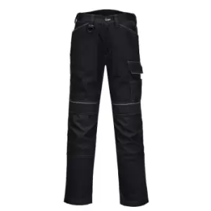 Image of Portwest Mens PW3 Stretch Lightweight Cargo Trousers (36R) (Black)