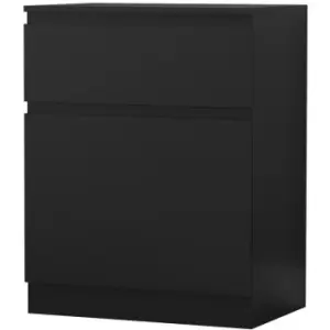 Narvik Modern 1 Door 1 Drawer Multi-Storage Unit - Matt Black - Black