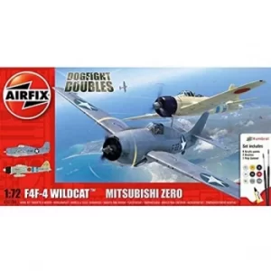 image of Airfix Grumman F-4F4 Wildcat & Mitsubishi Zero Dogfight Double Model Kit