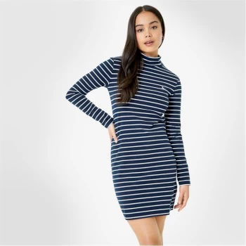 image of Jack Wills Southwick Turtle Neck Jersey Mini Dress - Navy Stripe