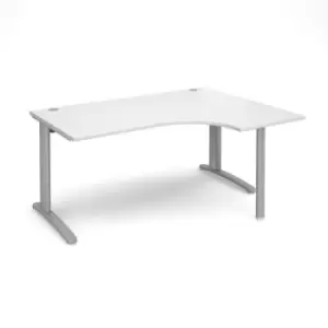 image of Office Desk Right Hand Corner Desk 1600mm White Top With Silver Frame 1200mm Depth TR10 TBER16SWH