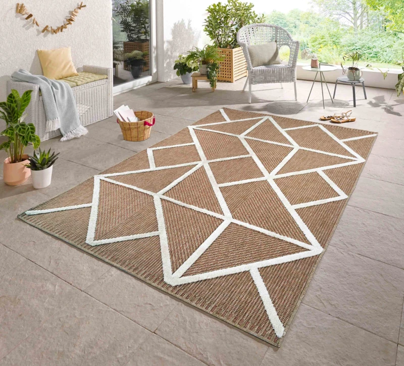 Image of Harper Prism Pattern Water Resistant Indoor Area Rugs Cream 160X230 Cm