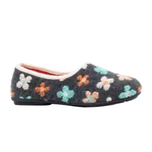 Image of Sleepers Womens/Ladies Gracie Floral Knitted Slipper (5 UK) (Grey)