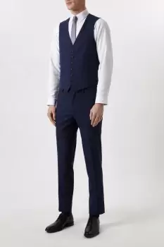 image of Plus And Tall Tailored Fit Navy Marl Suit Waistcoat