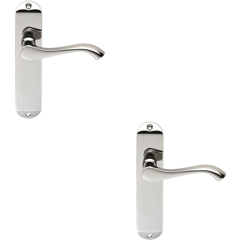 Image of Loops 2x PAIR Scroll Lever Door Handle on Latch Backplate 180 x 40mm Polished Chrome Multi