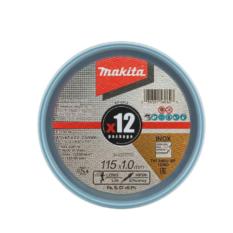 Image of Makita A60U Thin Stainless Steel Cutting Discs E-03034-12 Diameter: 115mm