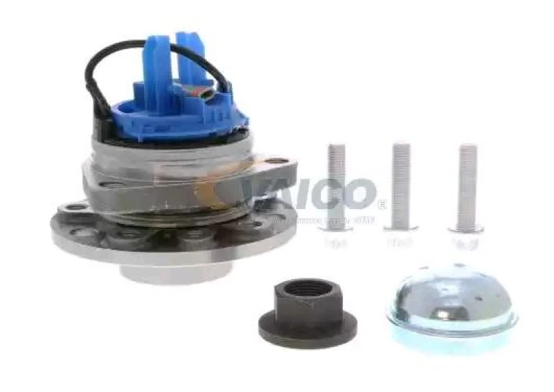 Image of VAICO V40-1043 Wheel bearing kit with fastening/mounting material, Front Axle, with integrated magnetic sensor ring Wheel Bearing Kit (654)