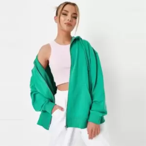 image of Missguided Loopback Embroidered Hoodie - Green