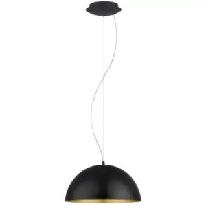 Image of Netlighting Gaetano 1 Light Dome Ceiling Hanging Pendant Black, Gold, E27 - EG94
