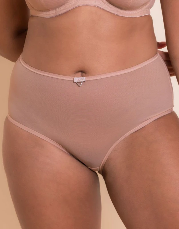 Image of Curvy Kate Womens Victory Short Brief Sheer Knickers Lingerie in Beige Size: 20 Beige Female 20
