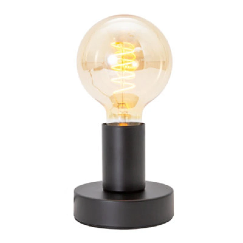 Image of Happy Homewares Matte Black Bulb Holder Table Lamp To Showcase Vintage Filament Bulbs