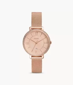 Fossil Women Jacqueline Three-Hand Date Rose Gold-Tone Stainless Steel Watch