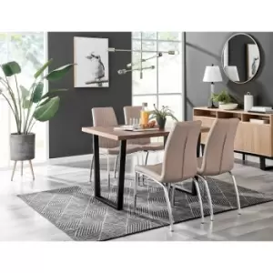Image of Kylo Brown Wood Effect Dining Table & 4 Cappuccino Isco Chairs - Cappuccino