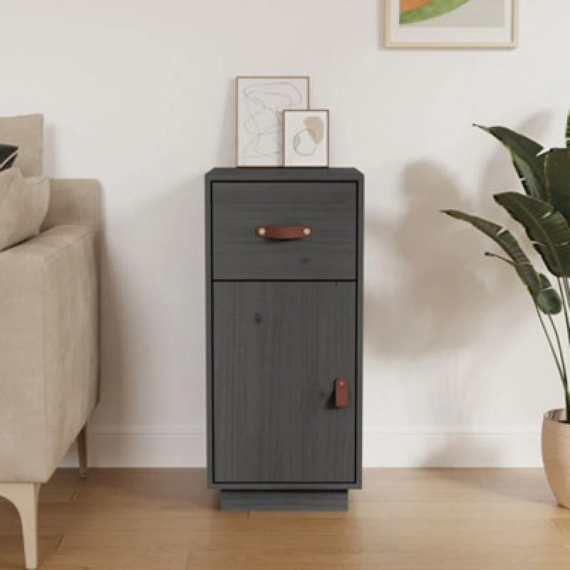 Image of Vidaxl Sideboard Grey 34X40X75cm Solid Wood Pine, Grey 820124