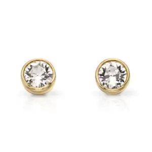 image of JG Signature Gold Plated Silver April Birthstone Crystal Stud Earrings