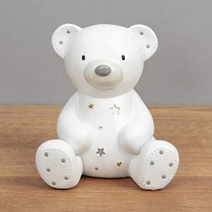 Bambino White Resin Money Box - Teddy