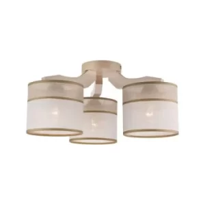 image of Andrea Multi Arm Semi Flush Ceiling Light, Fabric Shades, White Beech, 3x E27