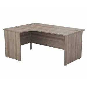 image of TC Office Left Hand Crescent Desk with Panel End Legs 1800 x 1200mm, Grey Oak Effect