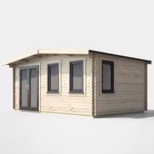 image of Power 12' x 16' Chalet Log Cabin- Left Side Double Door