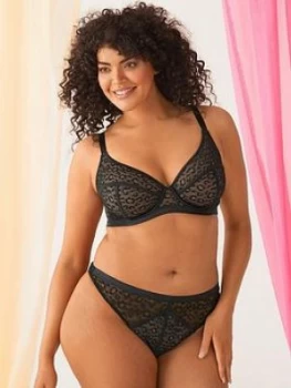 Figleaves Pimlico Non-pad Underwired Bra - Black Leopard, Size 34Dd, Women