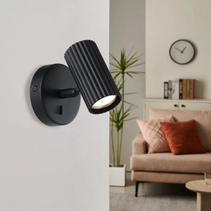 Image of EGLO Eglo Portillo Aluminium & Steel Modern Wall Spotlight, Black One Size Unisex 9008606360529