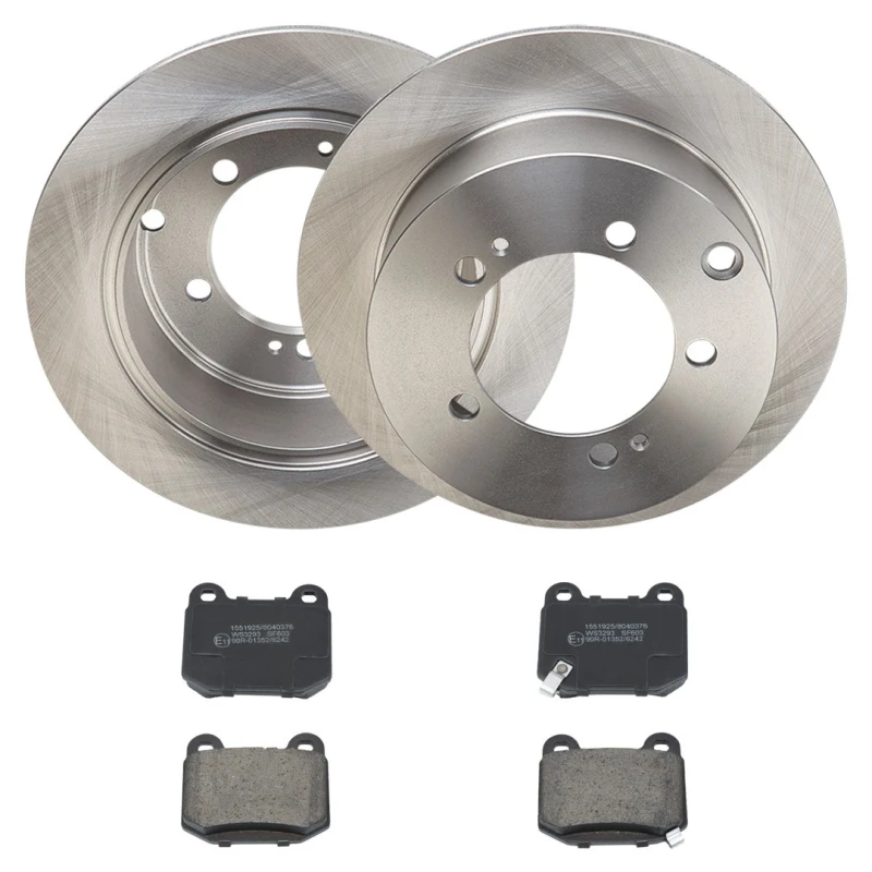 Image of RIDEX 3405B2348 Brake disc and pads set Rear Axle, Brake Disc Type: Solid, with acoustic wear warning Brake Set,disc brakes (3405)