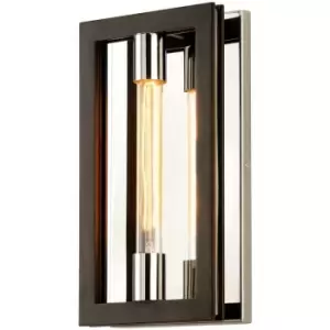 Image of Enigma Wall Sconce Hand Iron Bronze with Polished Stainless Steel 1 Light 14
