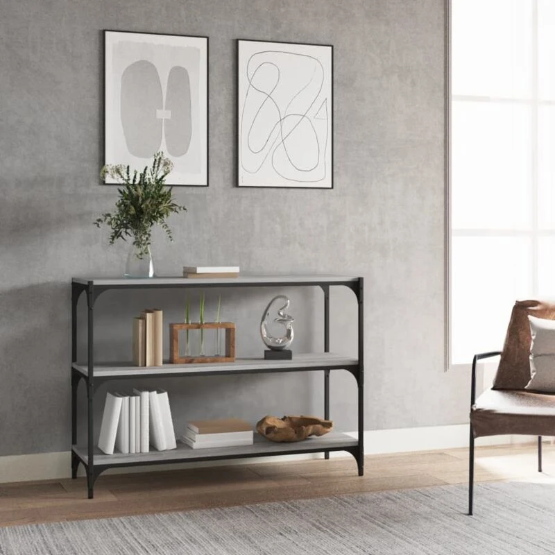Image of Vidaxl Book Cabinet Grey Sonoma 100X33X70.5Cm Engineered Wood And Steel, Grey 819355