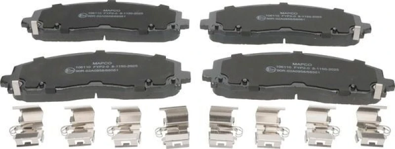 Image of MAPCO 106110 Brake pad set Front Axle, with acoustic wear warning, with accessories, with anti-squeak plate Brake Pad Set,disc brake (402)