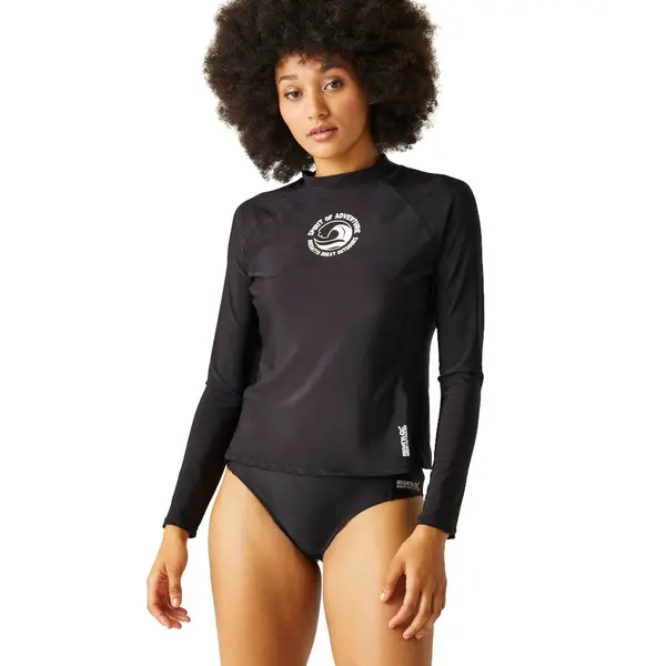 Image of Regatta Womens Long Sleeve Rash Vest Top 14 - Bust 38' (97cm) Black RWM036-800-14