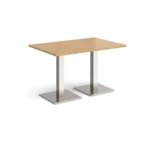 Image of Brescia rectangular dining table with flat square brushed steel bases 1200mm x 800mm - oak