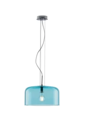 Image of Gibus Glass Dome Ceiling Pendant, Blue, E27