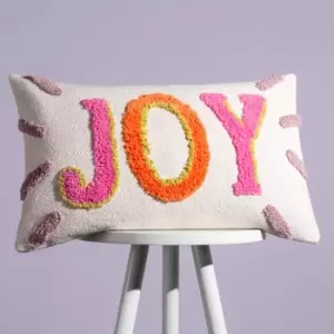 image of Joy Cotton Tufted Cushion Multicolour, Multicolour / 30 x 50cm / Polyester Filled