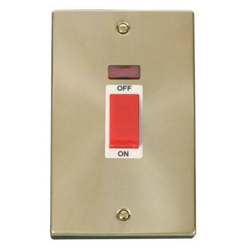 Image of SE Home Satin / Brushed Brass 2 Gang Size 45A Switch With Neon Gold unisex