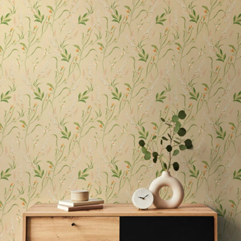 Image of Hoopla Walls Springtime Meadow - Coral Blossom 10M Wallpaper