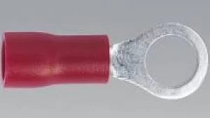 Image of Genuine SEALEY RT25 Easy-Entry Ring Terminal Ø5.3mm (2BA) Red Pack of 100