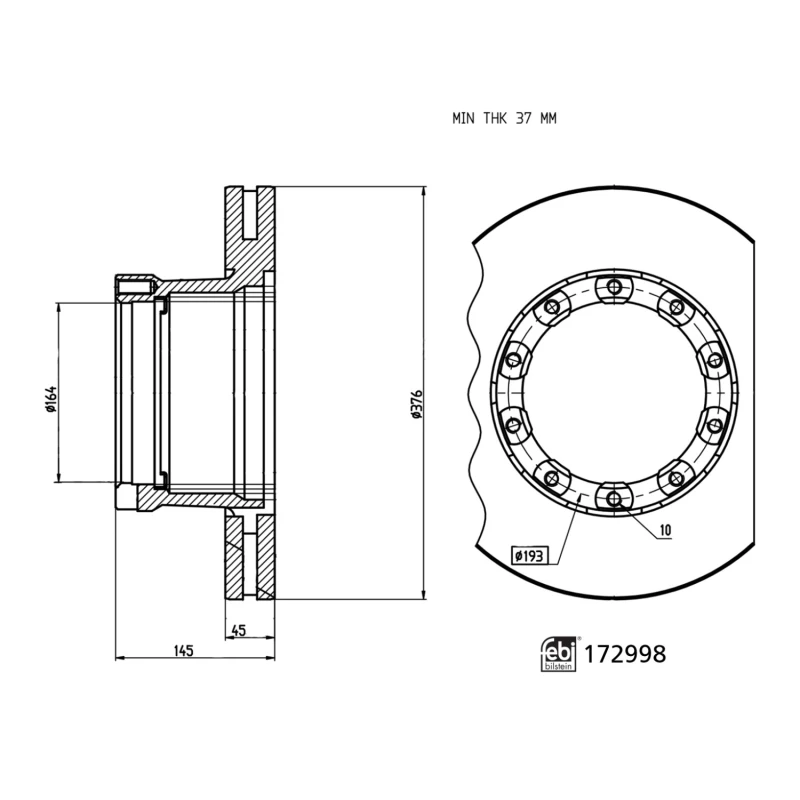 Image of Brake disc FEBI BILSTEIN 172998