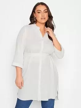 Image of Yours Long Tie Belt Shirt, White, Size 18, Women