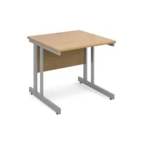 image of Office Desk Rectangular Desk 800mm Oak Tops With Silver Frames 800mm Depth Momento