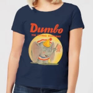Image of Dumbo Flying Elephant Womens T-Shirt - Navy - L